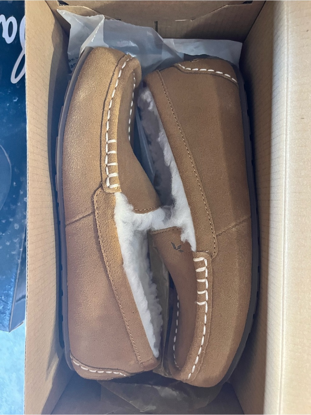 Koolaburra Tan Suede Shearling-Lined Slip-On Loafers
